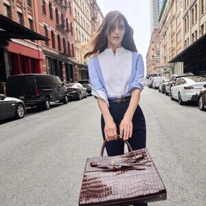 New Veronica Beard Naya Cotton Top, Blue Haze, Size 8